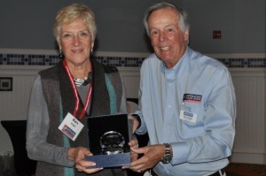 Mary Wright receives special recognition award from Steve Colgate  in memory of Chuck Wright
