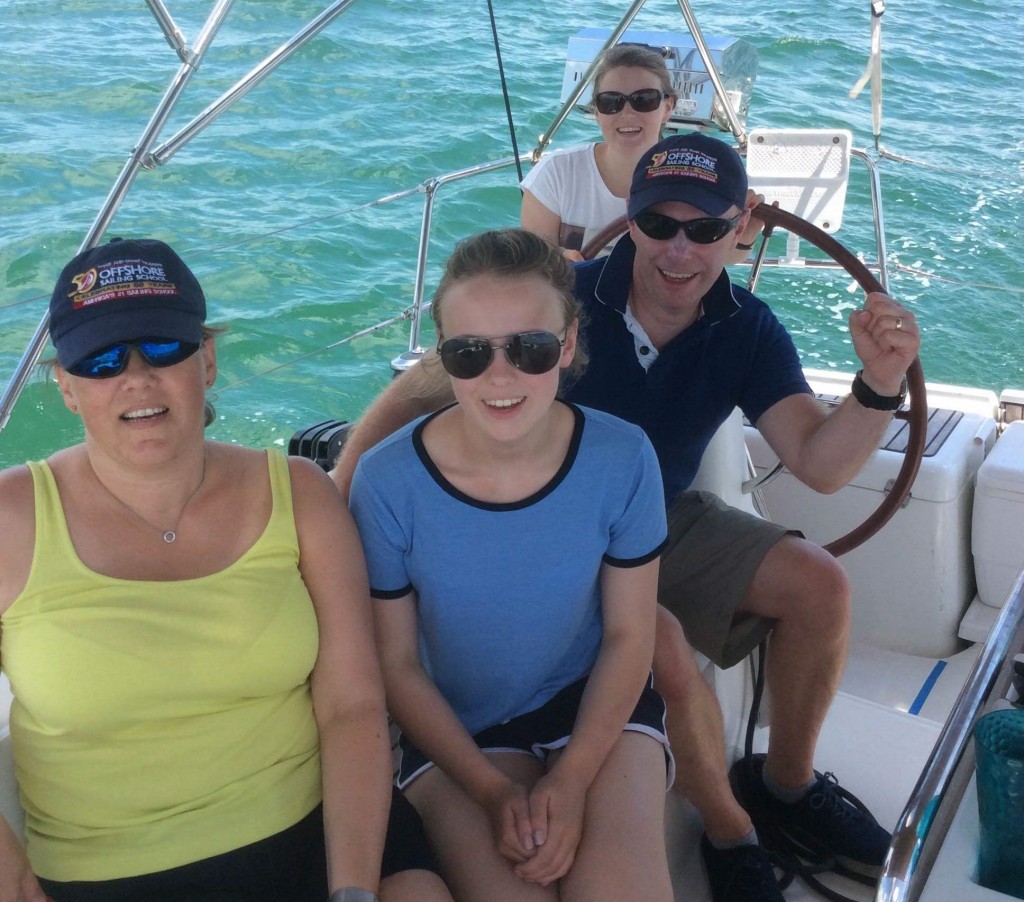 family on live aboard cruising vacation