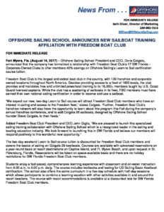 Offshore Sailing School Announces New Affiliation with Freedom Boat Club