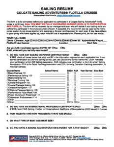 SAILING RESUME FOR FLOTILLA CRUISES