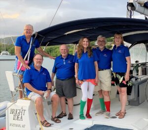 Offshore Sailing School grads having fun on a Colgate Sailing Adventures flotilla cruise