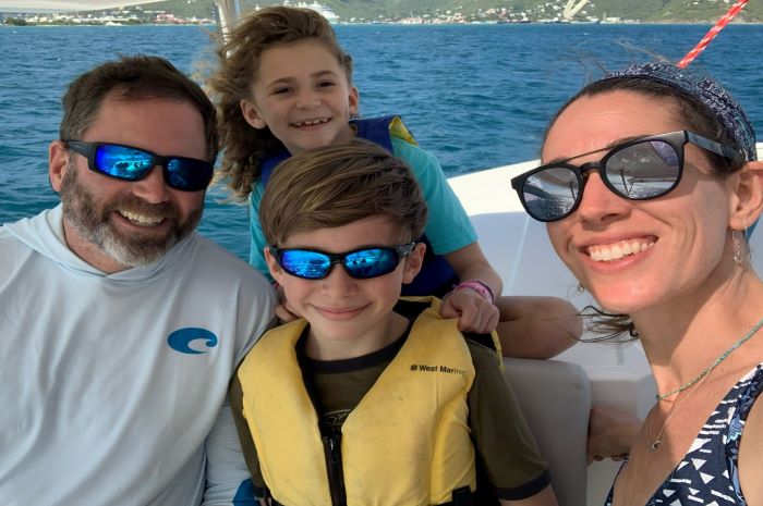 Family learning to sail in BVI