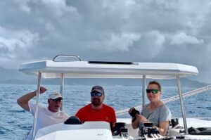 group family in boat