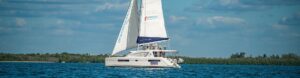 Offshore Sailing School Leopard 40 catamaran sailing off Ft. Myers Beach, FL