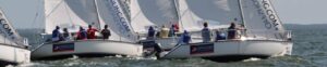 Racing boats in action
