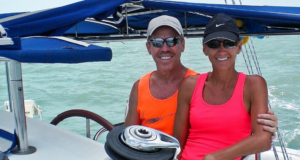 Man and woman on a sailboat
