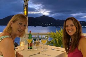 Women sailors dining ashore in Antigua