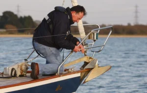 Man setting anchor